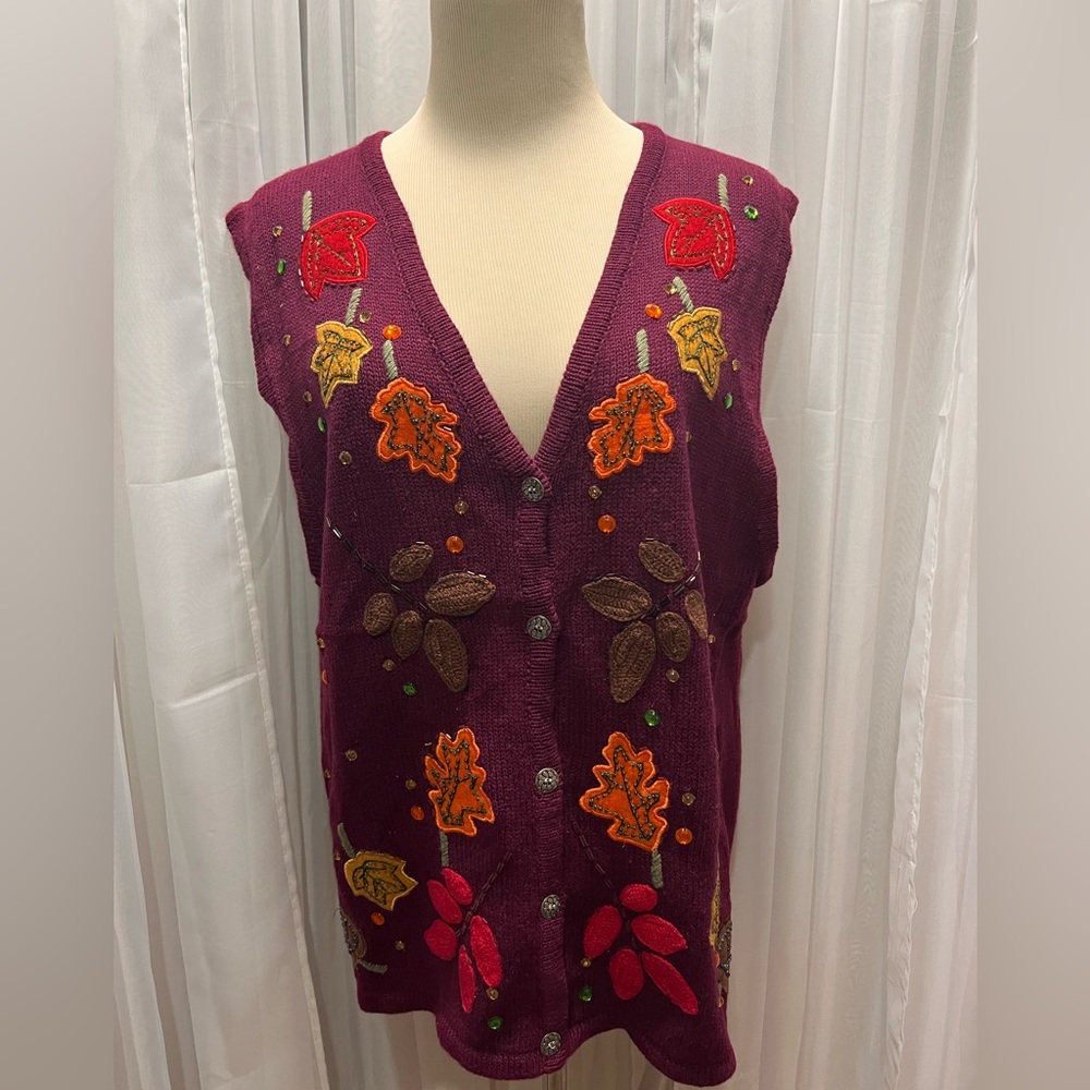 NWT Embroidered Fall Patches Sweater
Vest by Bobbie Brooks